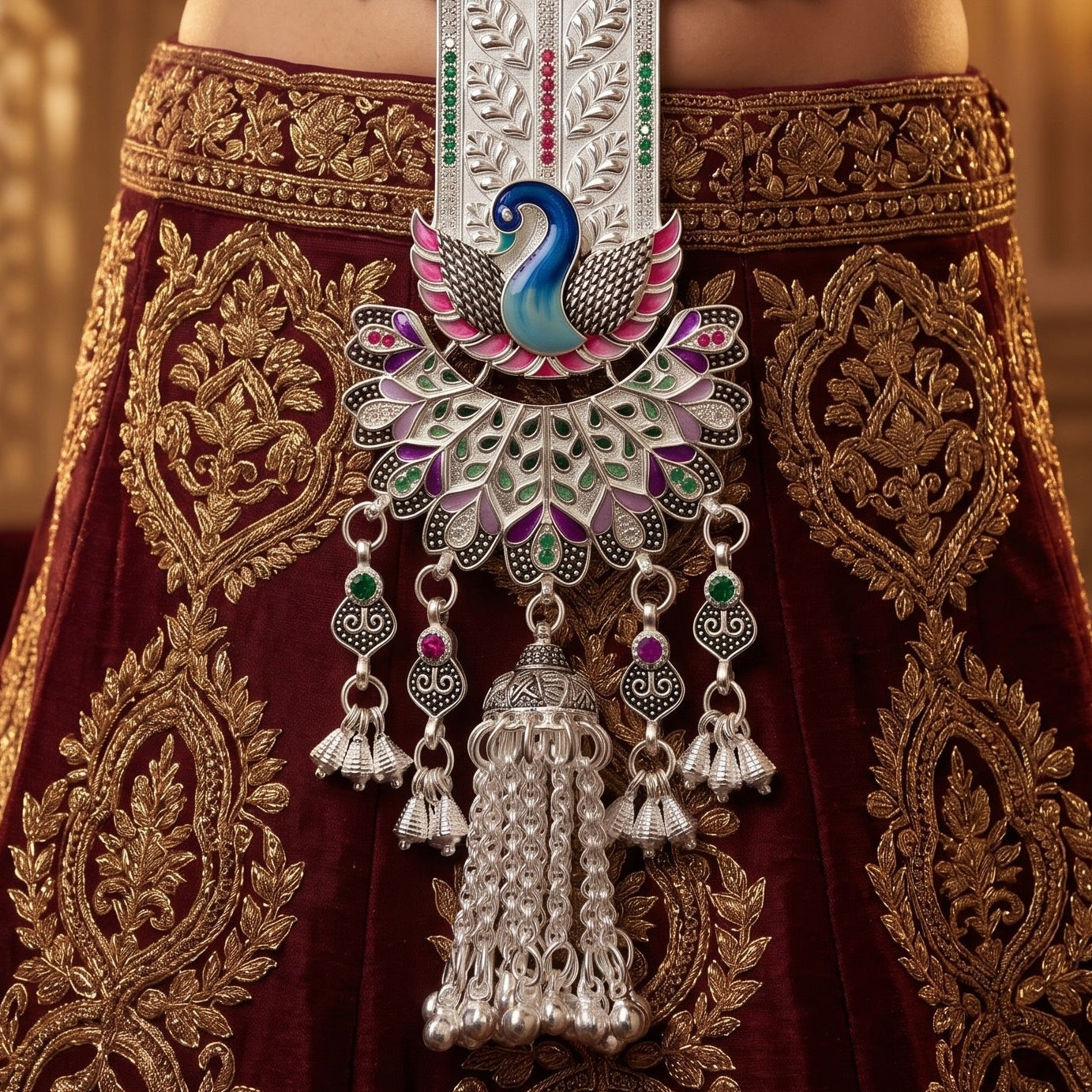Traditional Peacock Art Jewellery with Premium German Silver Finish
