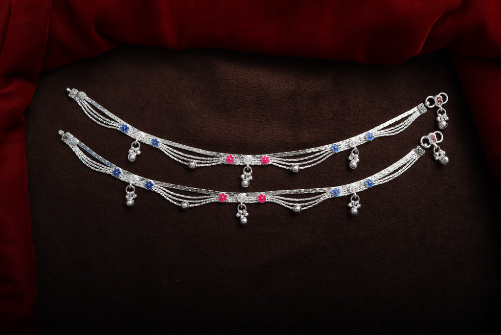 German Silver Bridal Payal | Silver Plated Designer Anklet | Traditional Ghungroo Payal for Women