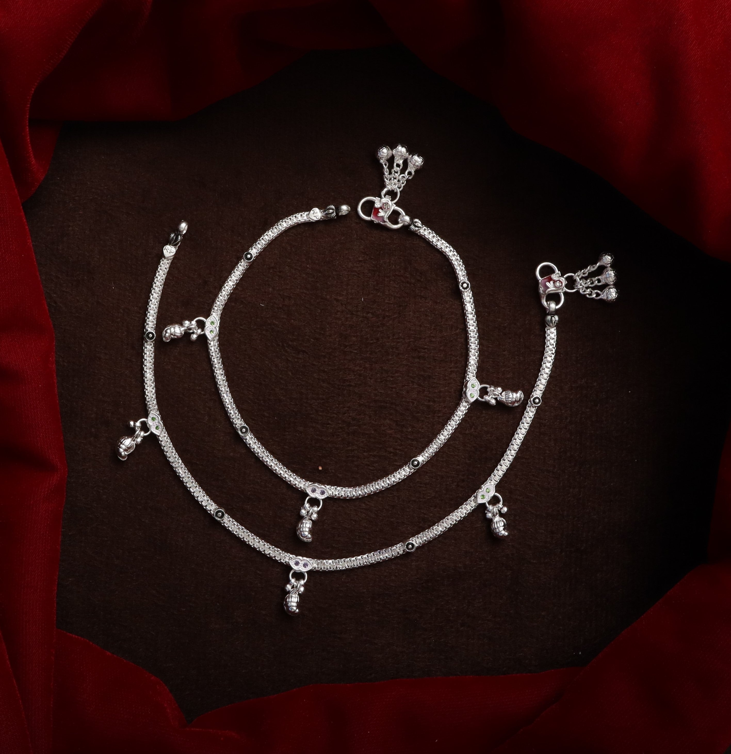 Fancy German Silver Payal | Silver Plated Anklet for Women & Girls | Traditional Designer Payal