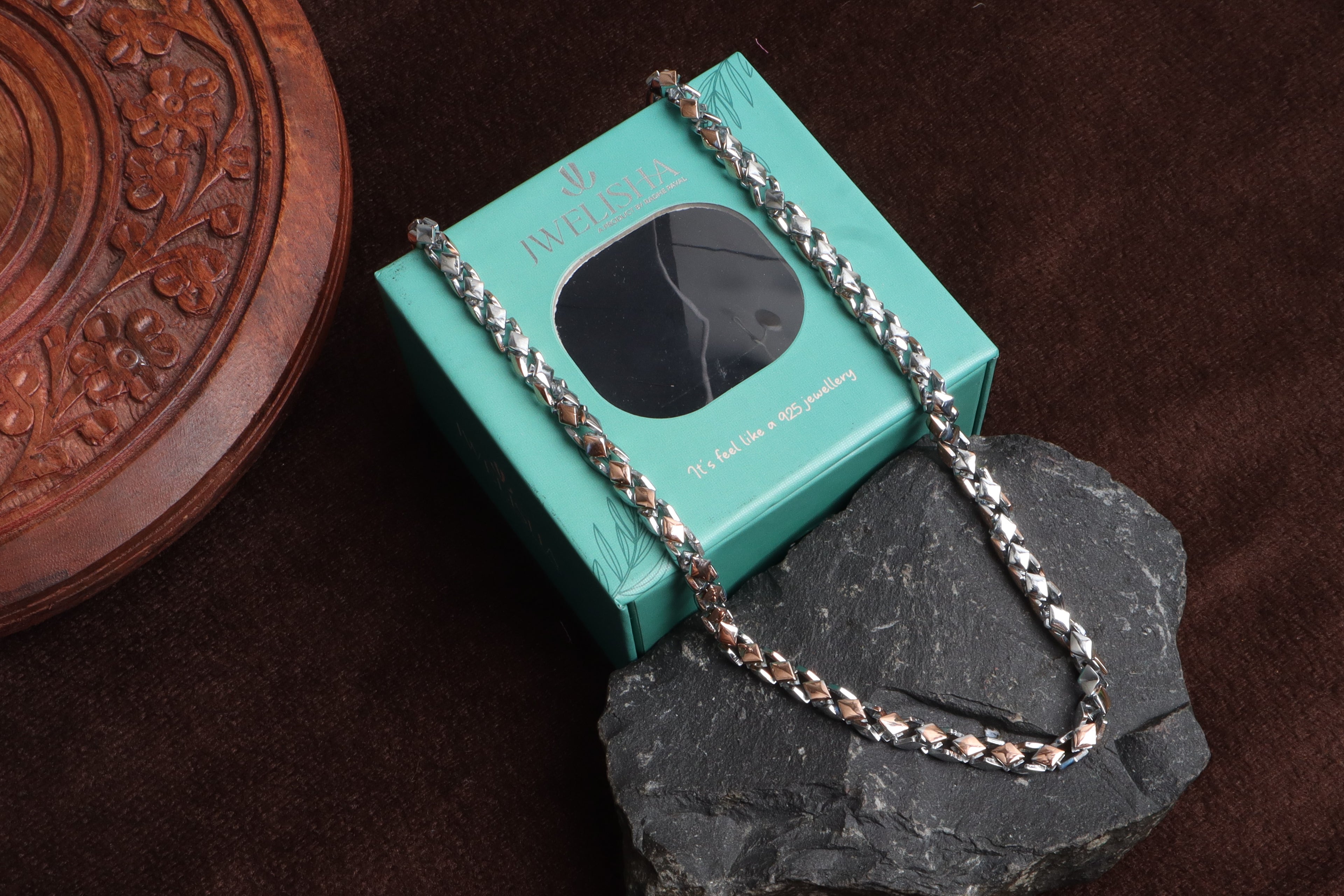 Premium German Silver Dual Tone Necklace | 0 Touch Silver Plated Fashion Jewellery