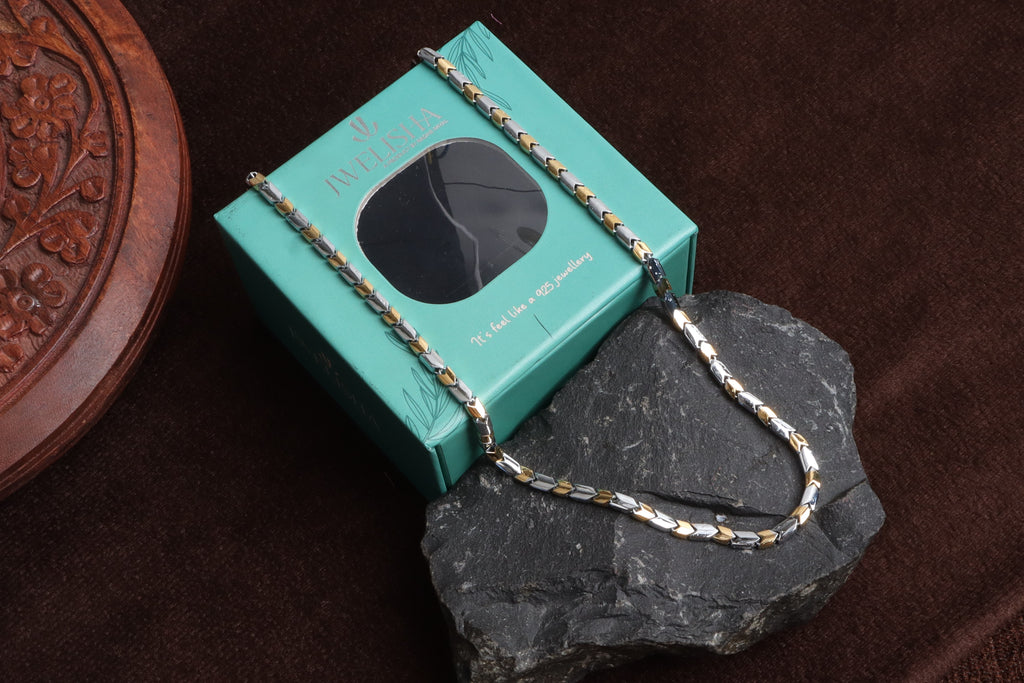 Premium German Silver Dual Tone Necklace | 0 Touch Silver Plated Fashion Jewellery