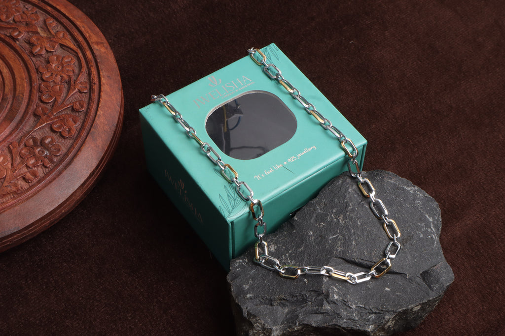 Premium German Silver Dual Tone Necklace | 0 Touch Silver Plated Fashion Jewellery