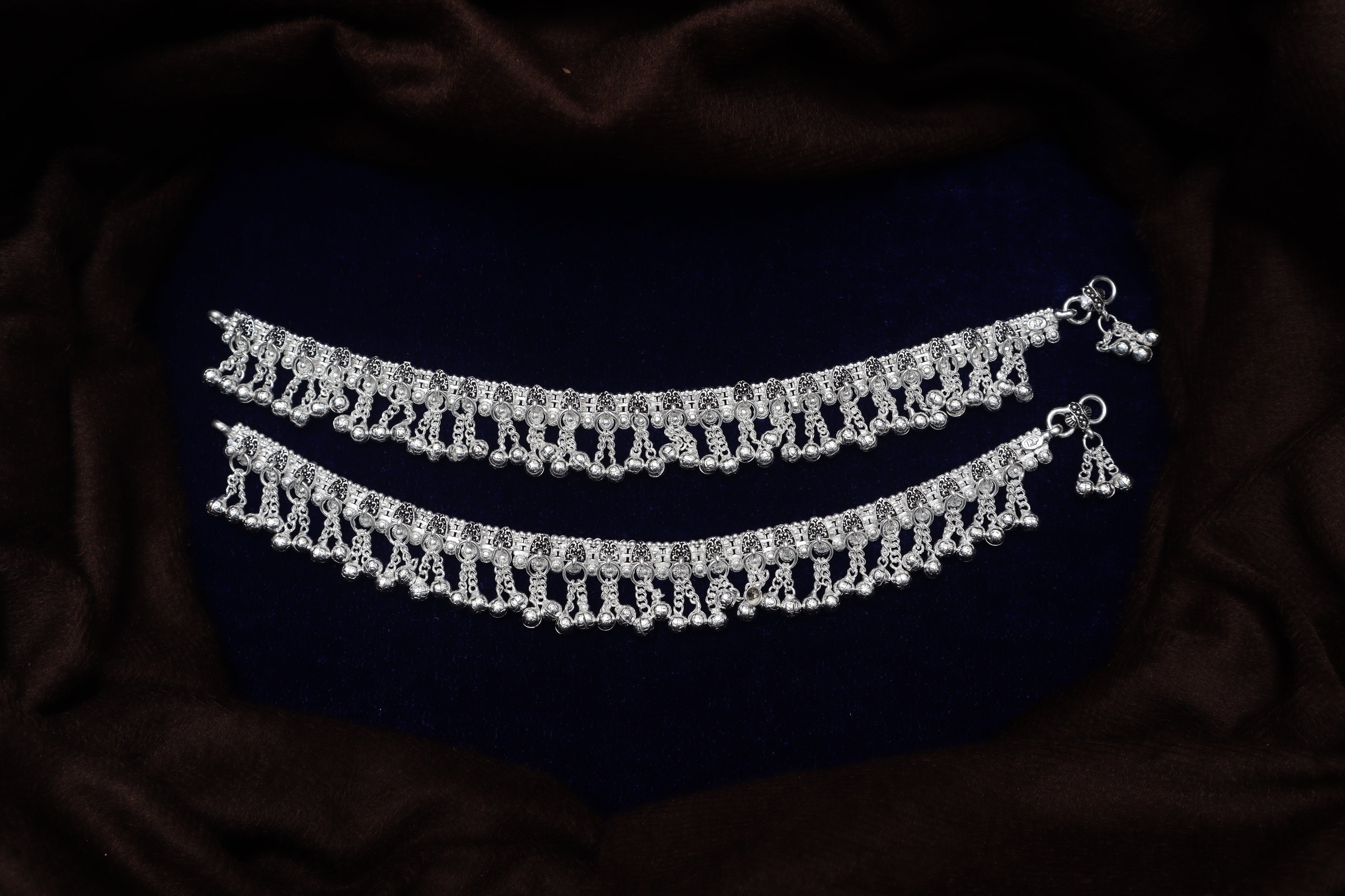Traditional Sterling Silver Ghungroo Payal – Elegant Bridal Anklet Pair