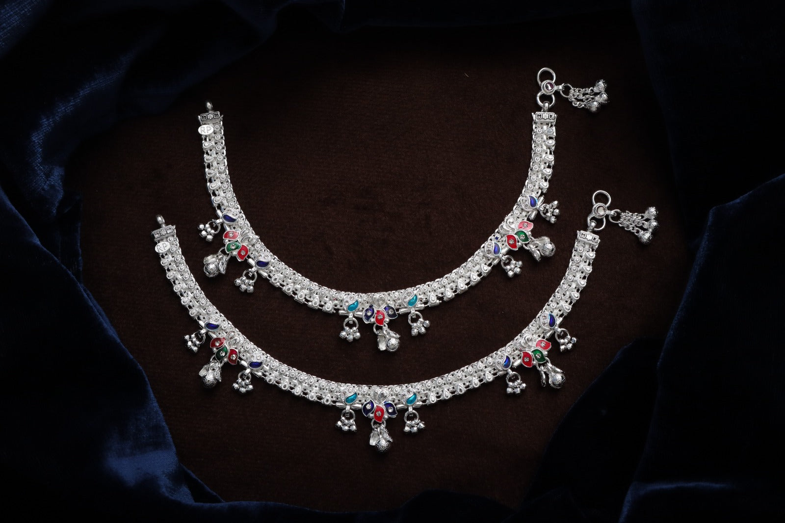 Elegant German Silver Fancy Payal | 0 Touch Silver Plated Artificial Anklet