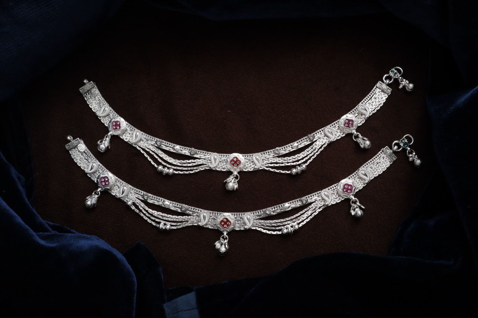 Elegant German Silver Fancy Payal | 0 Touch Silver Plated Artificial Anklet