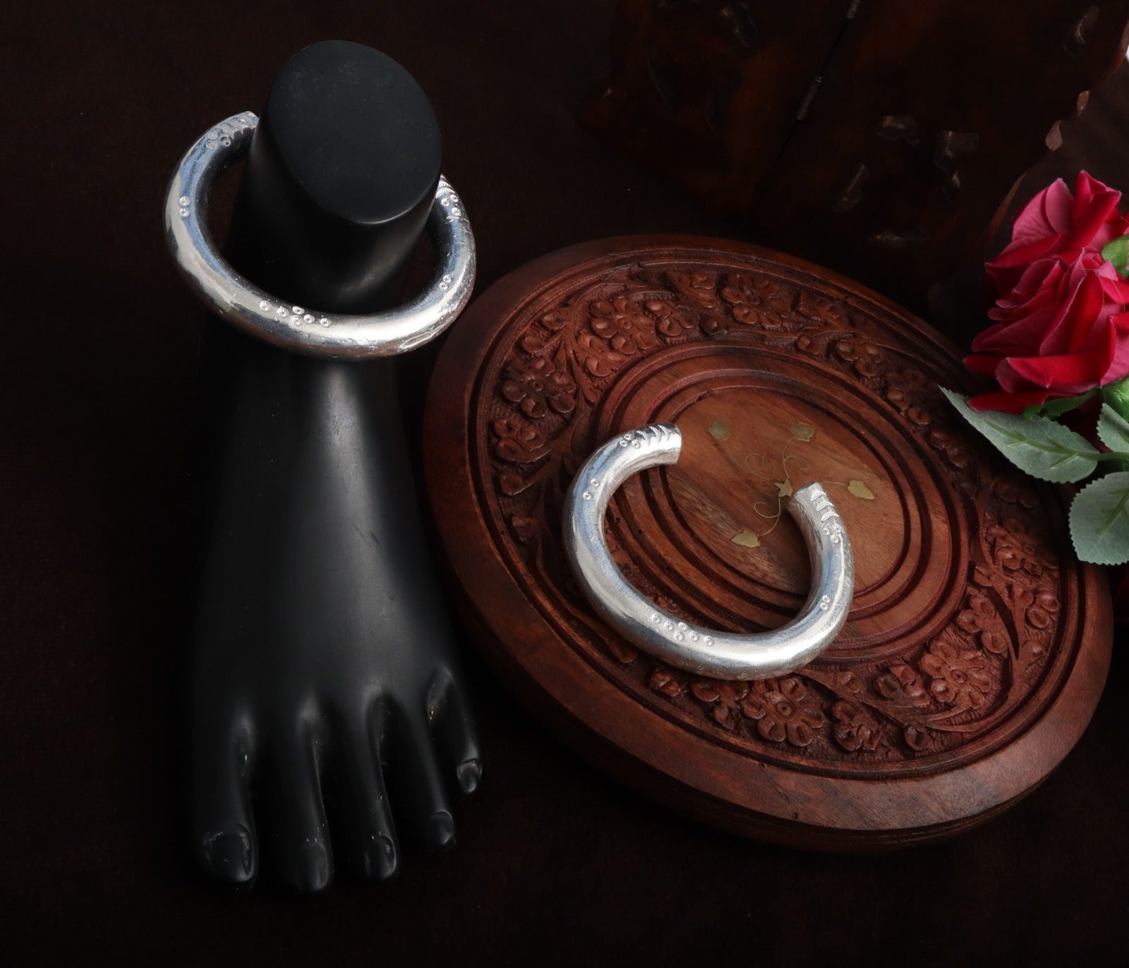 Antique Oxidized German Silver Kadla – Heavy Tribal Style Anklets for Festive & Folk Wear