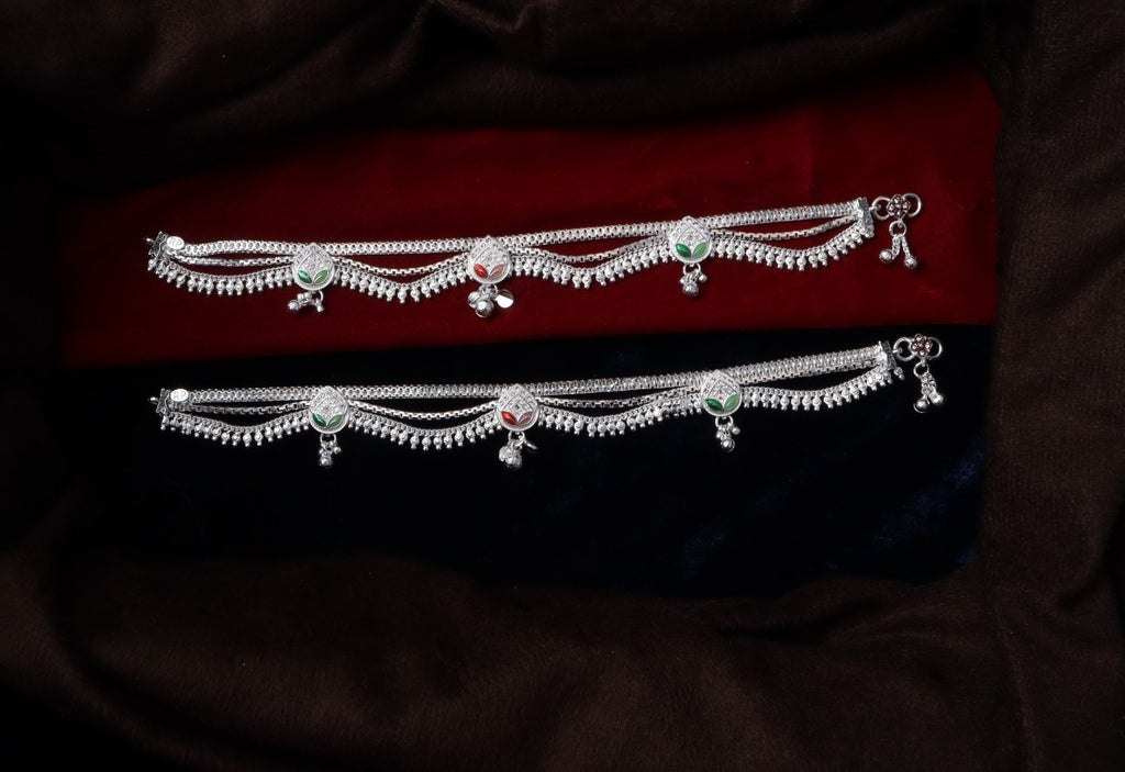 Premium German Silver Payal | 0 Touch Silver Plated Anklet for Women