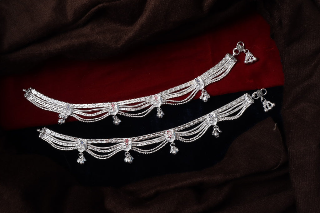 Premium German Silver Payal | 0 Touch Silver Plated Anklet for Women