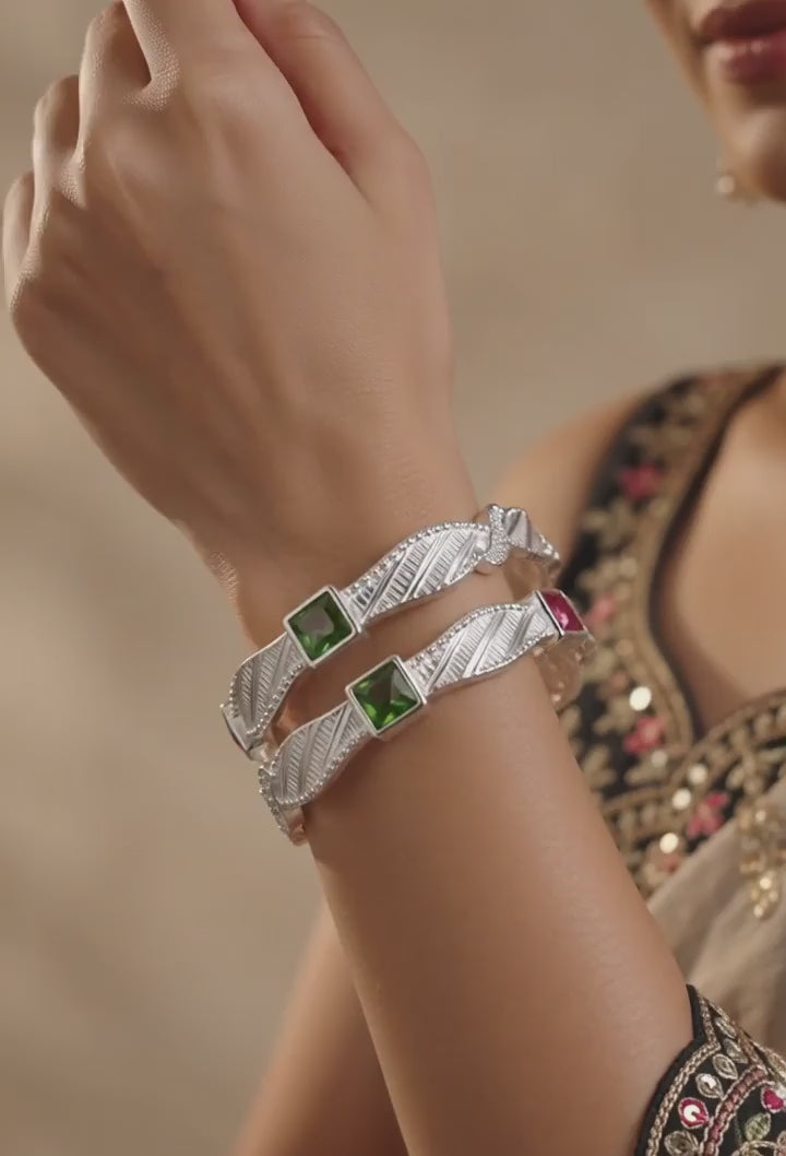 Designer German Silver Bangles for Women – Elegant Silver Plated Jewellery