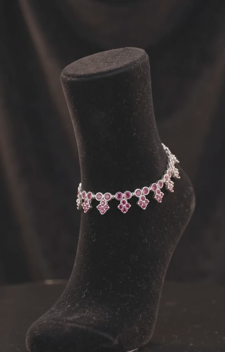Elegant Pink & Maroon Stone-Studded Fashion Payal by Radhe Payal