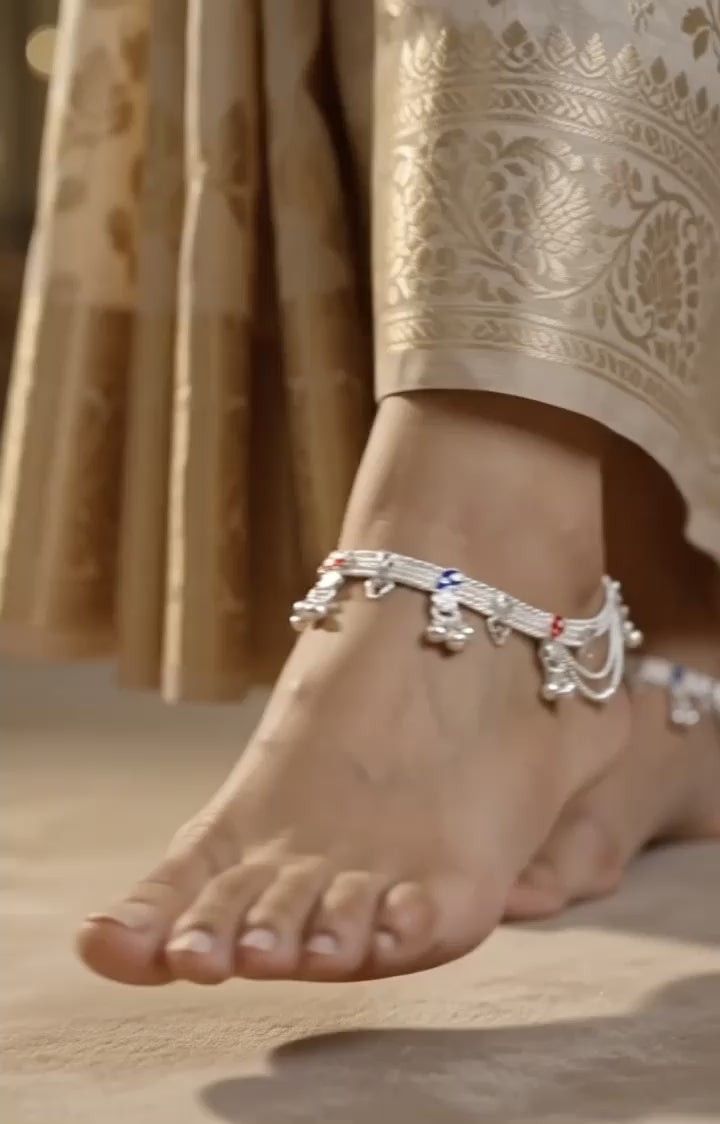 Designer German Silver Bridal Payal | Silver Plated Anklet | Traditional Fancy Payal for Women | 40-80 Gram