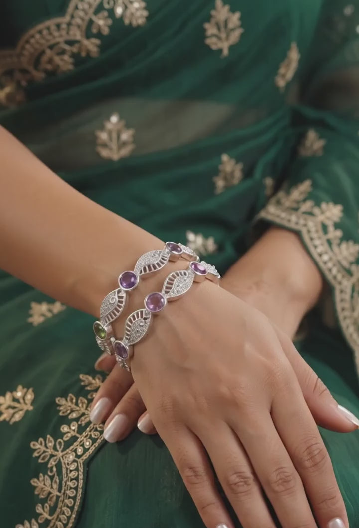 Designer German Silver Bangles for Women – Elegant Silver Plated Jewellery