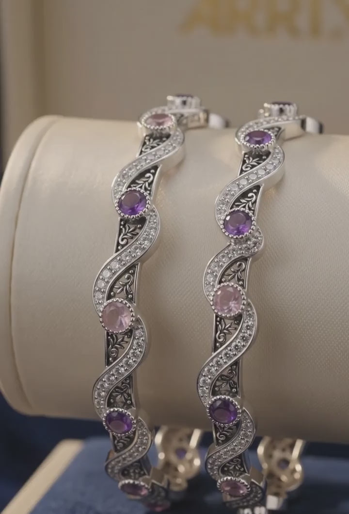Designer German Silver Bangles for Women – Elegant Silver Plated Jewellery