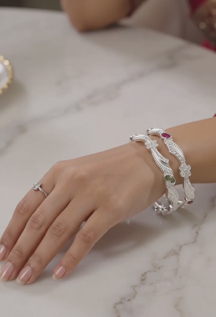Designer German Silver Bangles for Women – Elegant Silver Plated Jewellery