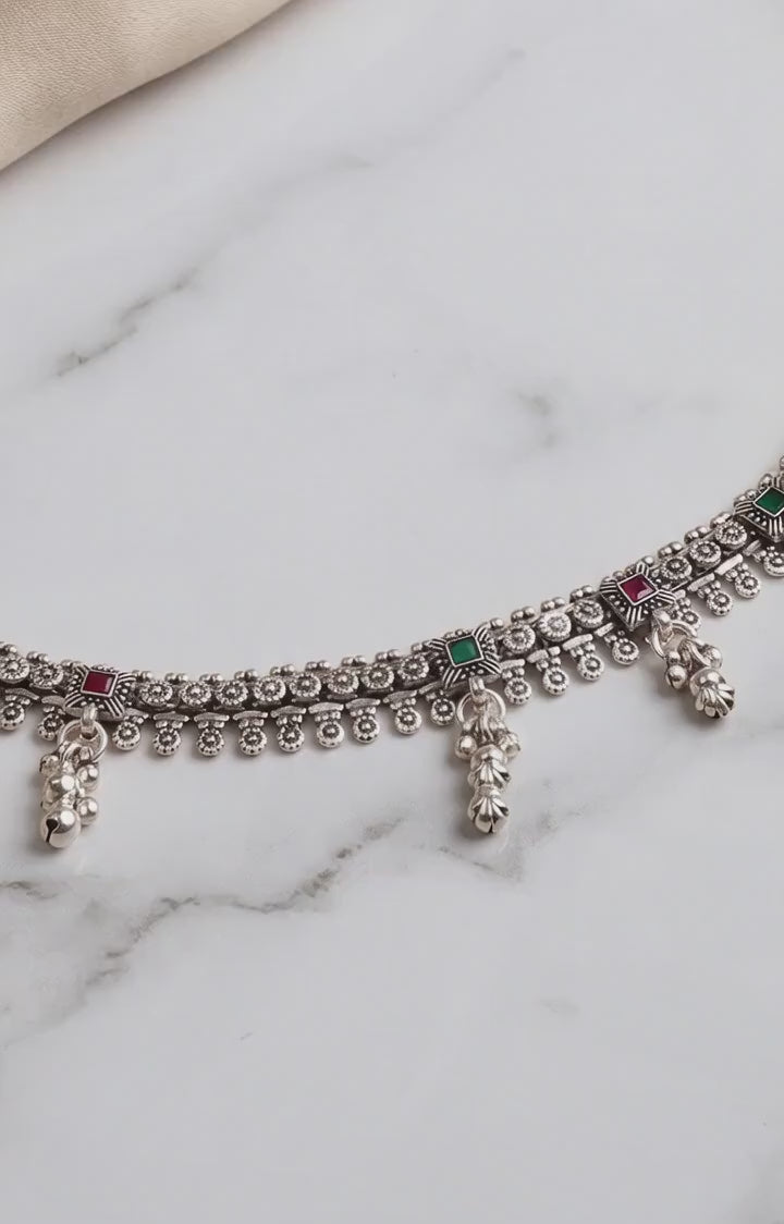Antique Tribal Heritage Payal with Ruby & Emerald Accents by Radhe Payal