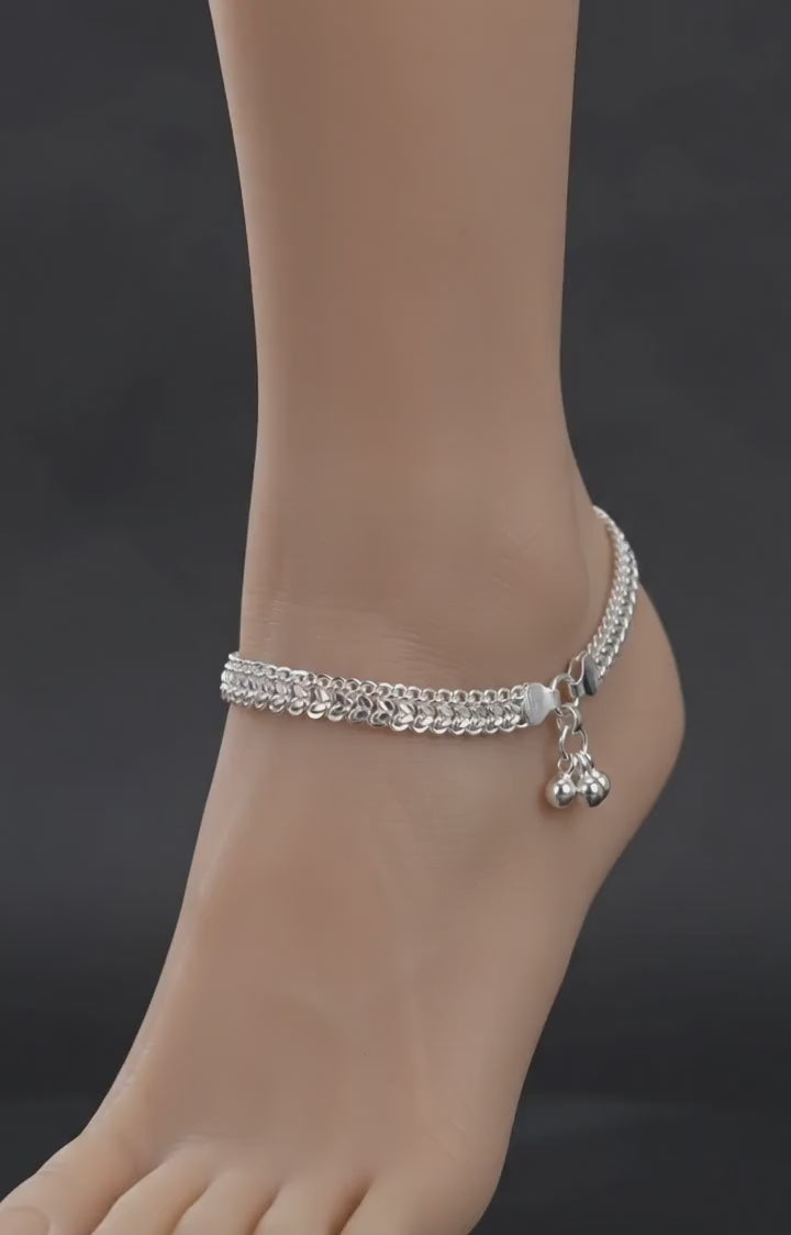 Royal Sparkle Silver Payal Pair