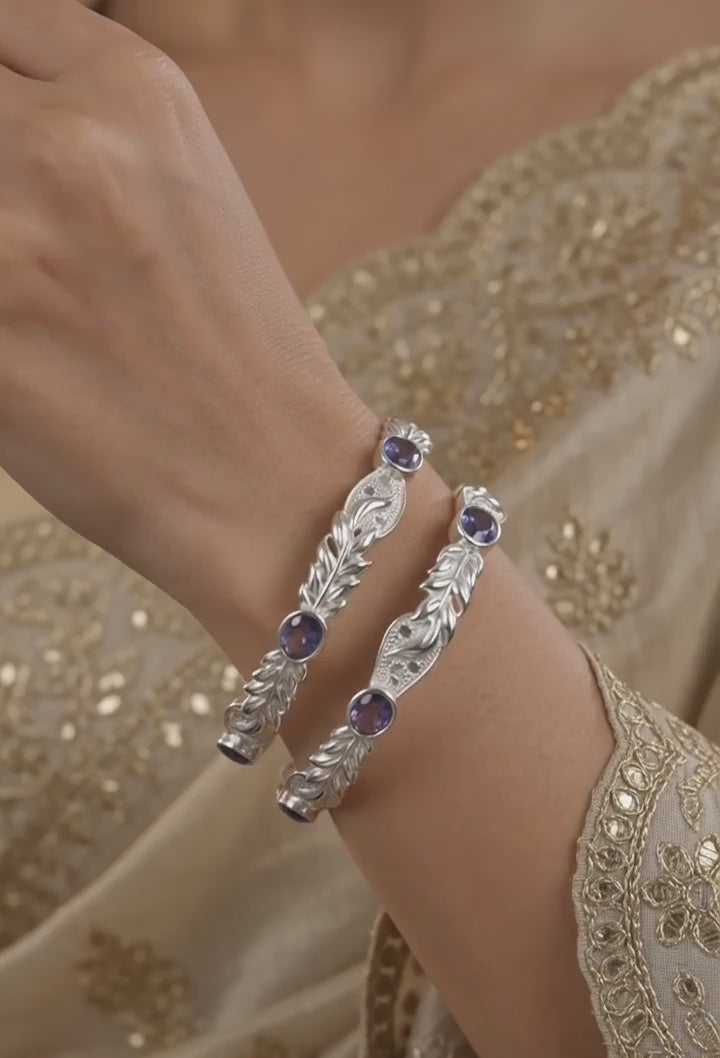 Designer German Silver Bangles for Women – Elegant Silver Plated Jewellery