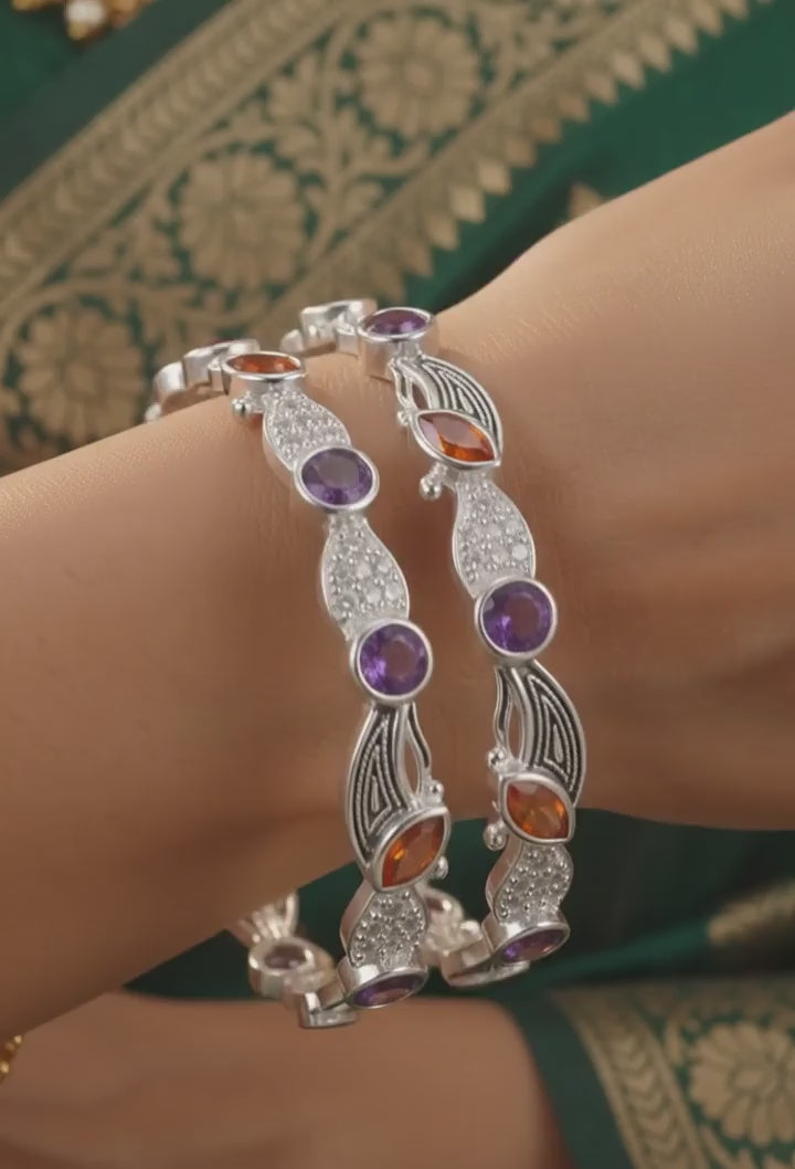 Designer German Silver Bangles for Women – Elegant Silver Plated Jewellery