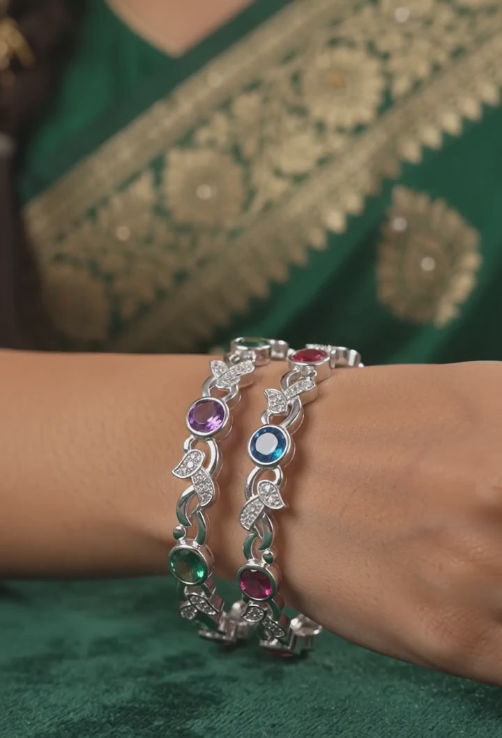 Designer German Silver Bangles for Women – Elegant Silver Plated Jewellery