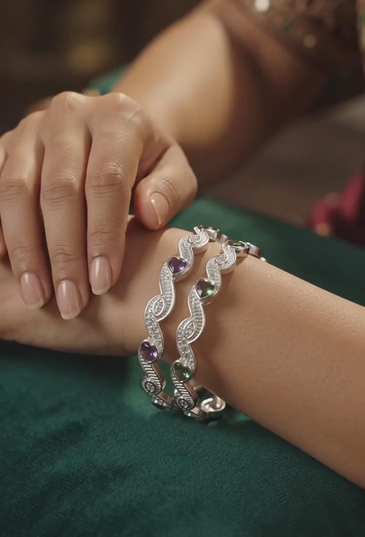 Designer German Silver Bangles for Women – Elegant Silver Plated Jewellery