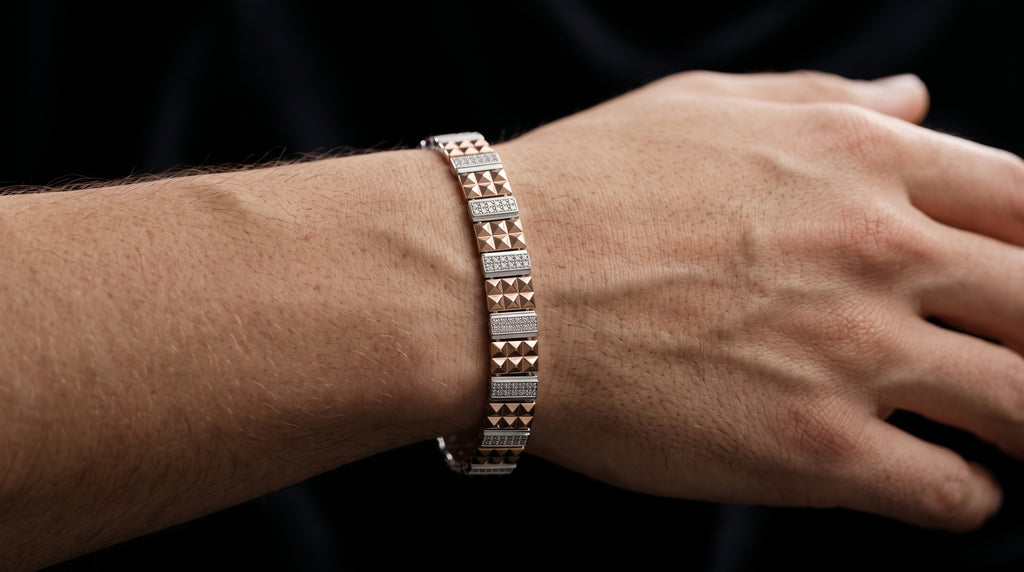 The Signature Two-Tone Link Bracelet — Handcrafted Men's Statement Piece